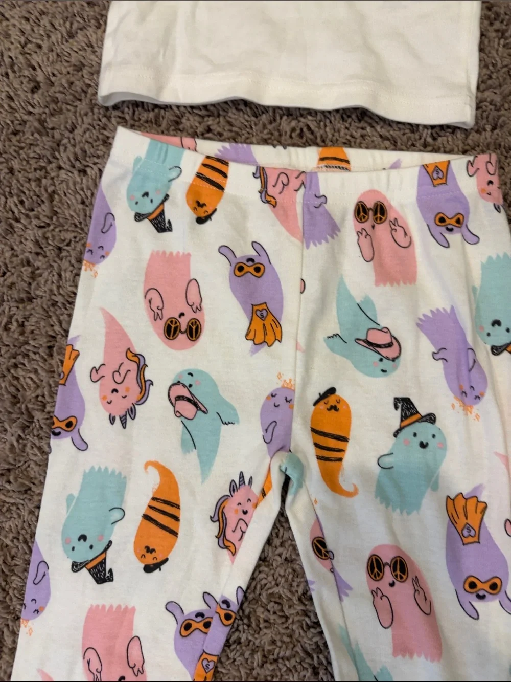 Carter's Cream Long-Sleeve Pajama Set with Pastel Ghosts